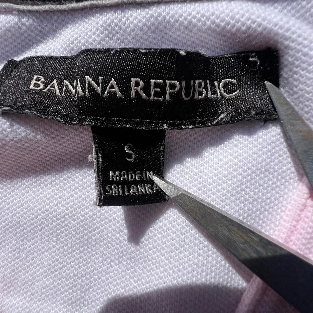 Banana Republic Mens Pink Pique Polo Shirt Short Sleeve Elephant Logo Size S